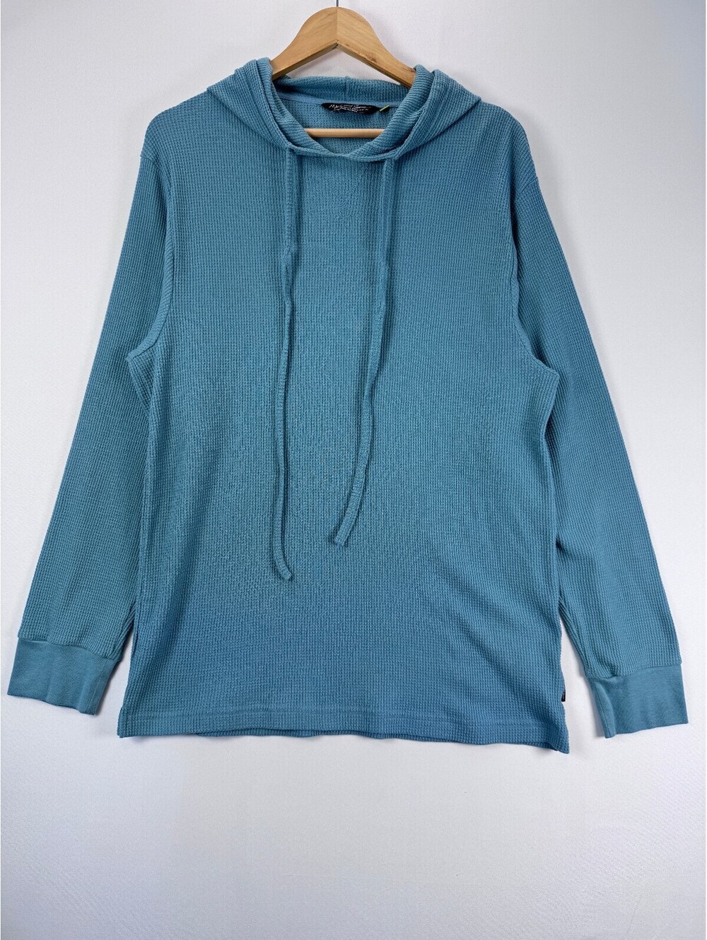 Waffle Knit Thermal Hoodie Mens XL Teal Maui And Sons Surf Beach Layering Top - Picture 1 of 8